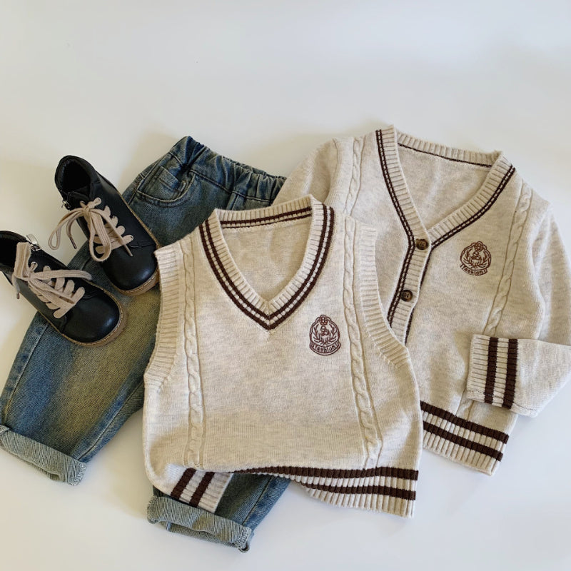 【BABY&KID】刺繍学院風カーディガン、ベストSK100535