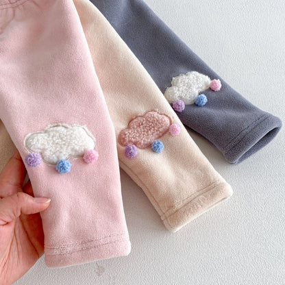 【BABY&KID】冬新作ぽんぽんワッペンあったかレギンスSK103026