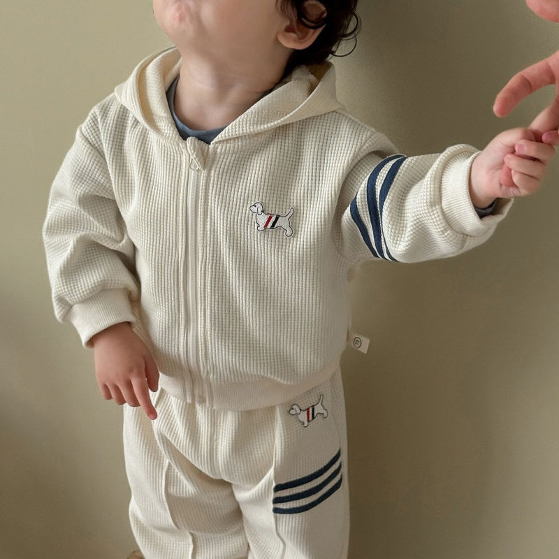 【BABY&KID】犬ワッペンワッフルセットアップSK100314