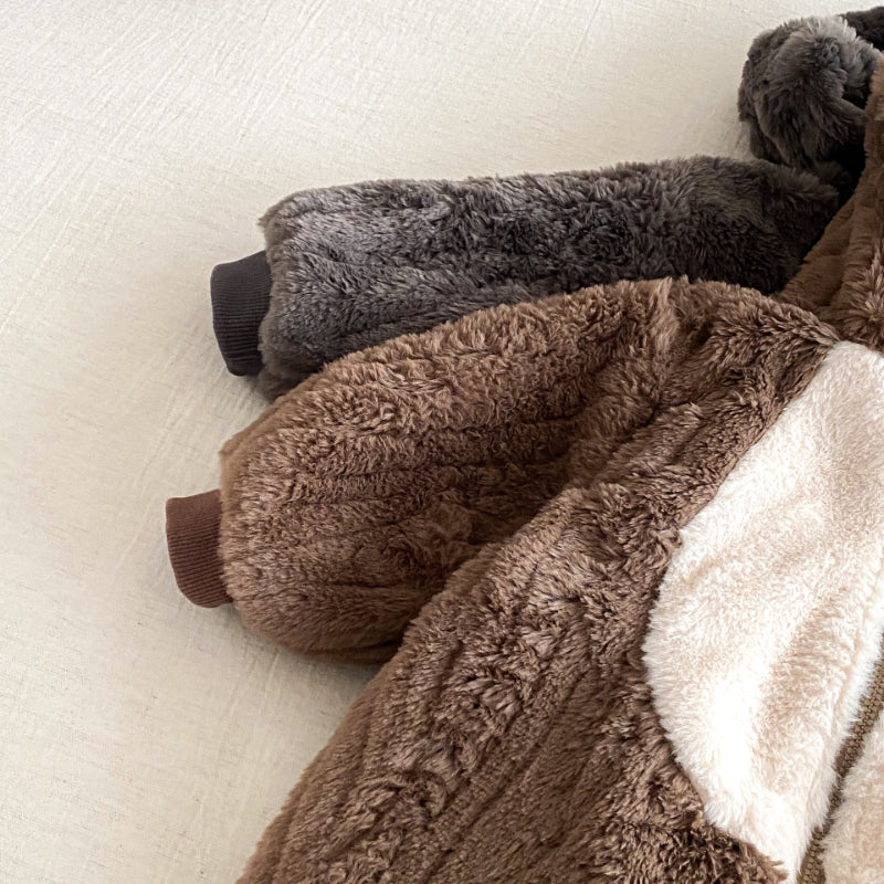 【BABY】うさぎファー風フード裏起毛カバーオールSK102917