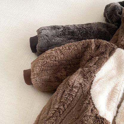 【BABY】うさぎファー風フード裏起毛カバーオールSK102917