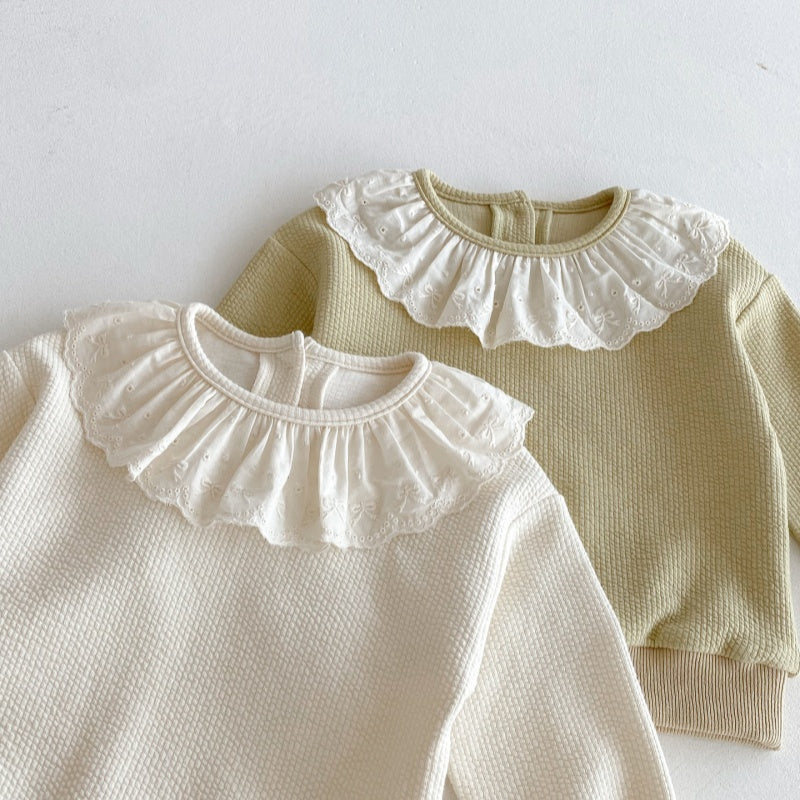 【BABY&KID】無地レース襟セットアップSK092716