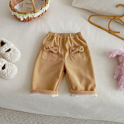 【BABY&KID】冬新作蝶結びコーデュロイあったかパンツSK102528