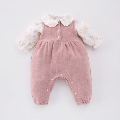 【BABY】可愛いピンク花柄ロンパース、サロペットSK051601