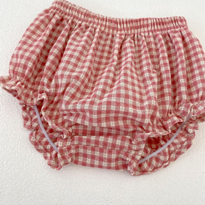 【BABY&KID】夏新作フリル襟チェックセットアップSK105408