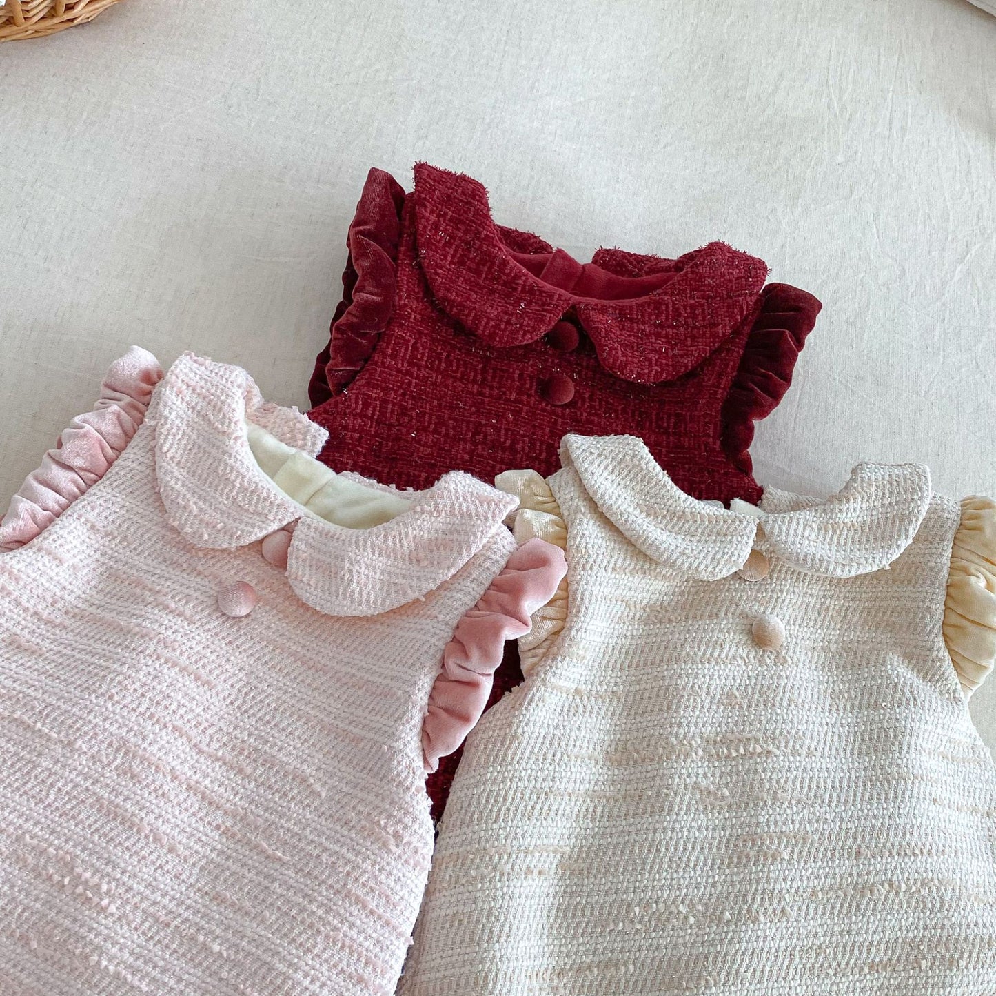 【BABY&KID】冬新作ツイード風お姫様ワンピース＆リボンアクセSK102733