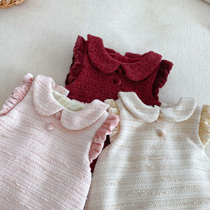 【BABY&KID】冬新作ツイード風お姫様ワンピース＆リボンアクセSK102733