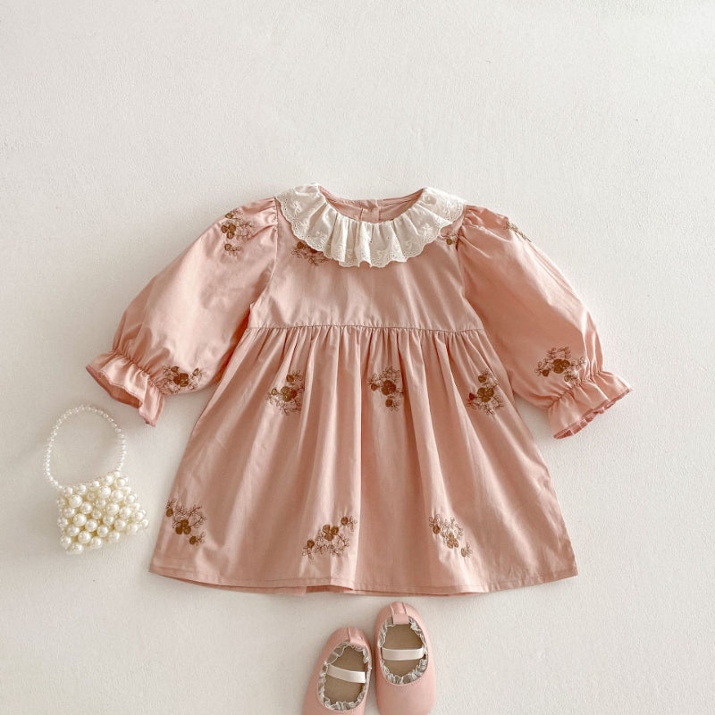 【BABY&KID】レース襟花柄刺繍ワンピースSK011013
