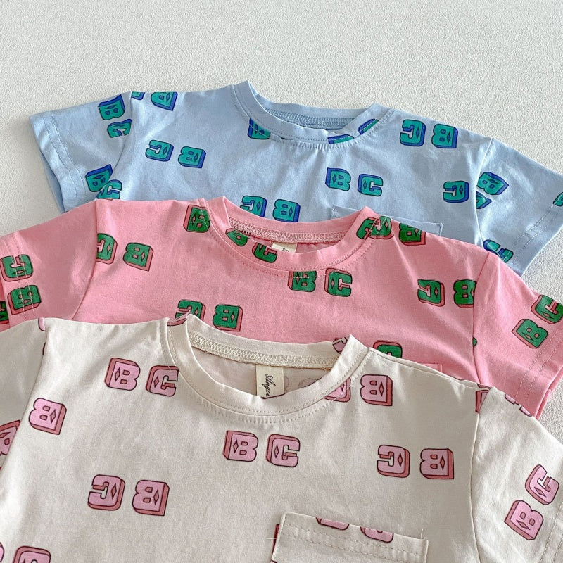 【BABY&KID】夏新作バイカラー英字プリントセットアップSK104621