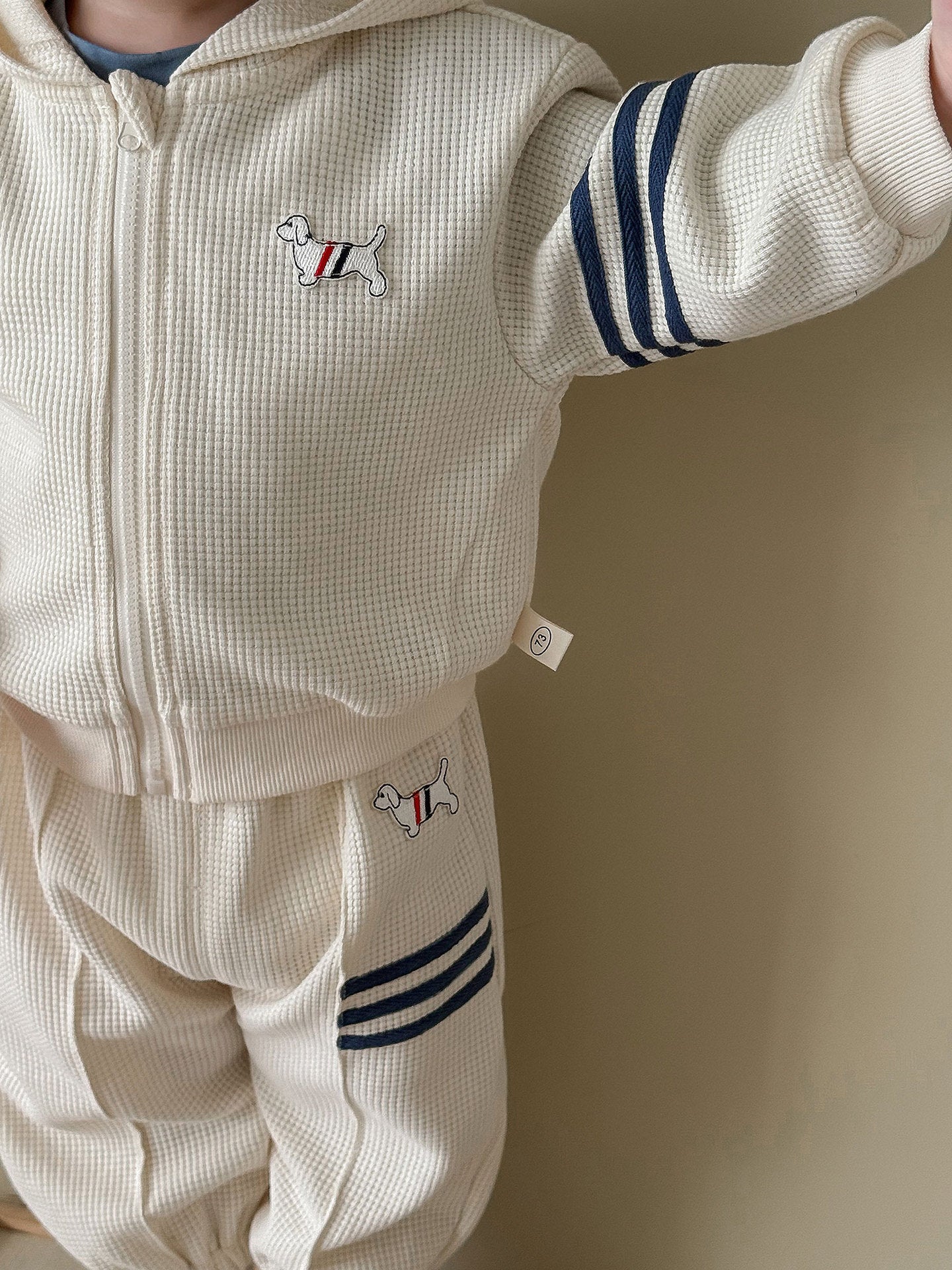 【BABY&KID】犬ワッペンワッフルセットアップSK100314