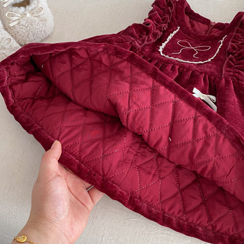 【BABY&KID】冬新作ベロア裏起毛リボンワンピースSK102735