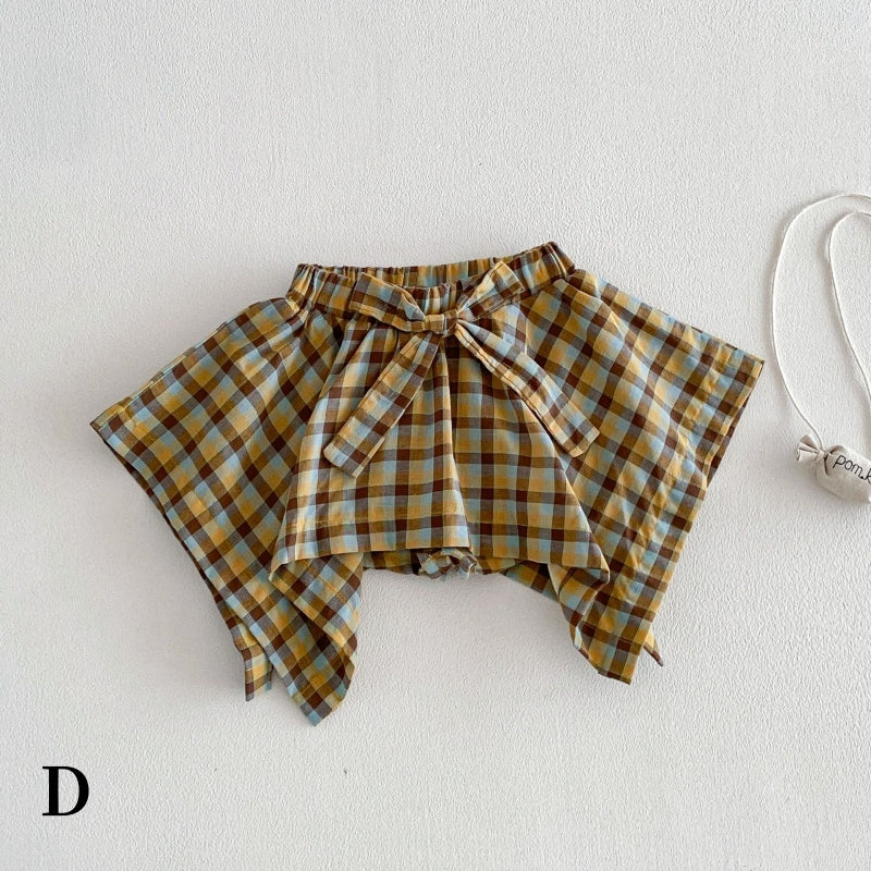【BABY&KID】夏新作 立体カートゥーンTシャツ、チェックキュロットSK105219