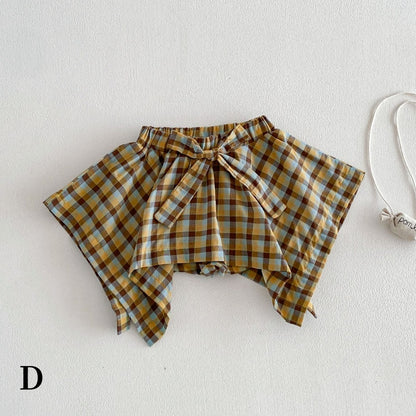 【BABY&KID】夏新作 立体カートゥーンTシャツ、チェックキュロットSK105219