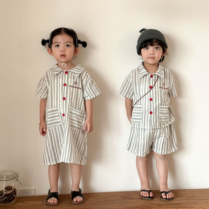 【BABY&KID】夏新作ストライプポケットセットアップ、ワンピースSK104716