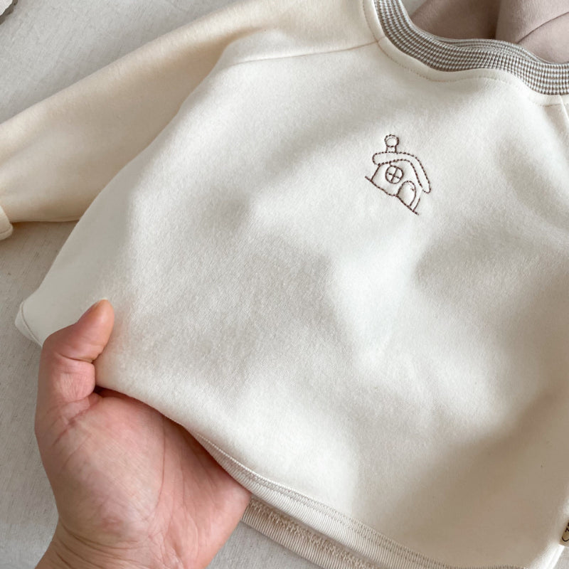 【BABY&KID】冬新作おうち刺繍裏起毛スウェットSK102516