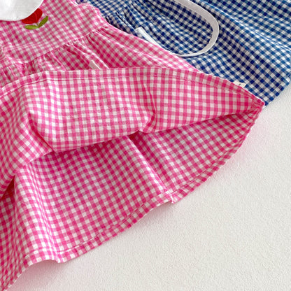 【BABY&KID】花柄刺繍チェックワンピースSK011024