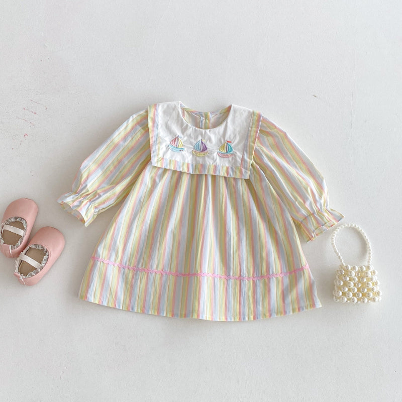 【BABY&KID】カラフル帆船刺繍ワンピースSK011020