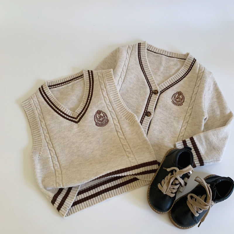 【BABY&KID】刺繍学院風カーディガン、ベストSK100535