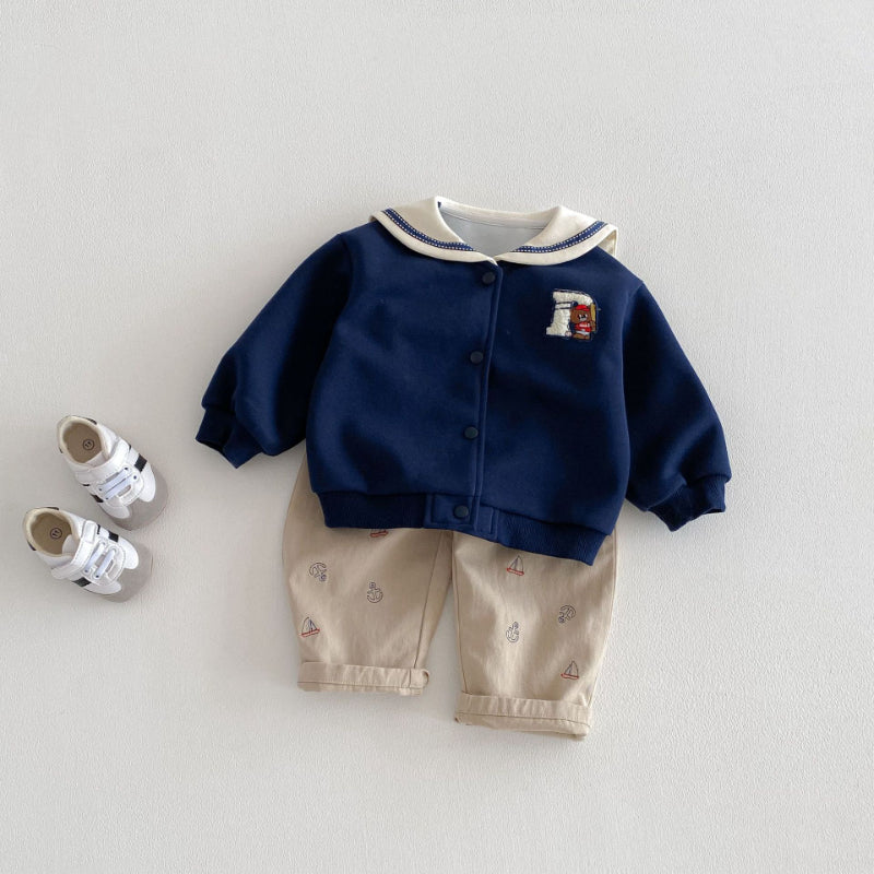 【BABY&KID】くま刺繍ボーダーポロシャツ、マリンカラーアウター、ニットベストSK103717