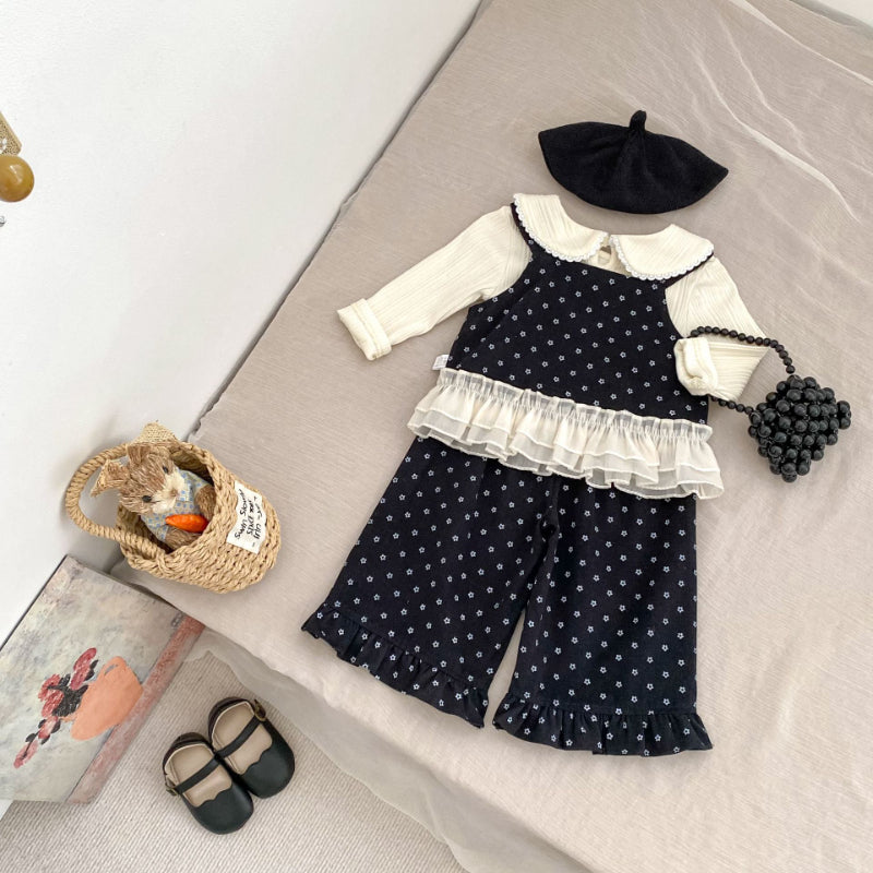 【BABY&KID】フリル裾ベスト&パンツ、レースドールカラーブラウスSK100844