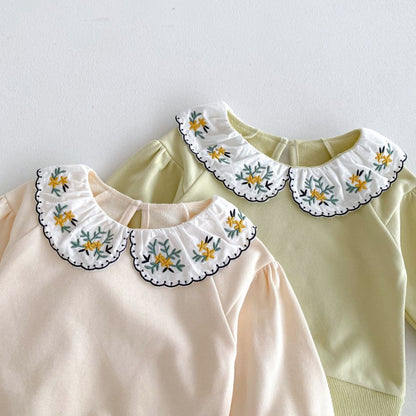 【BABY&KID】フラワー刺繡襟セットアップSK032206