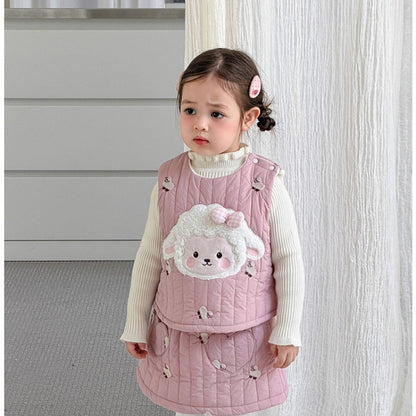 【BABY&KID】冬新作ひつじセットアップ、フリル襟ニットSK108317