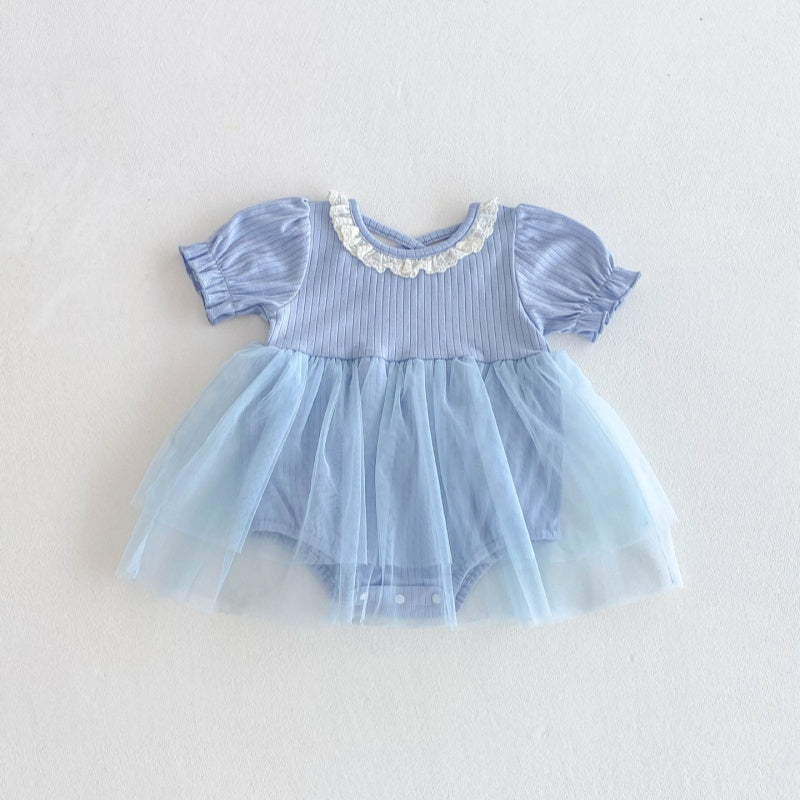 【BABY】夏新作 ワンピース風無地ロンパースSK080303