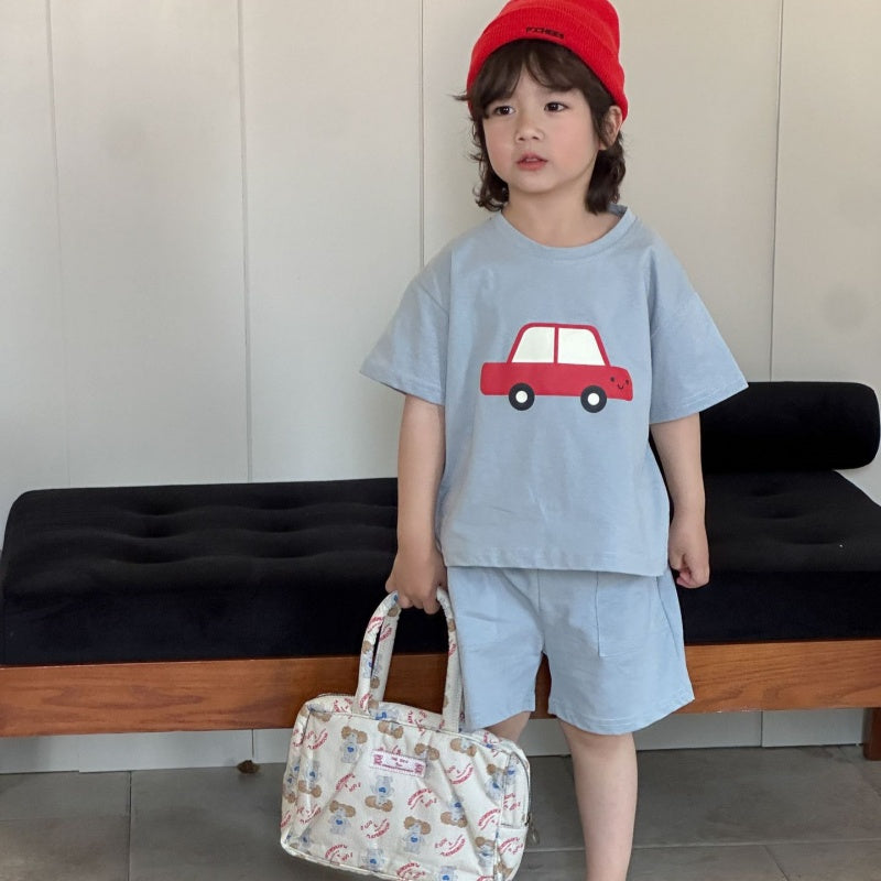 【BABY＆KID】夏新作 カートゥーンカーセットアップSK063008
