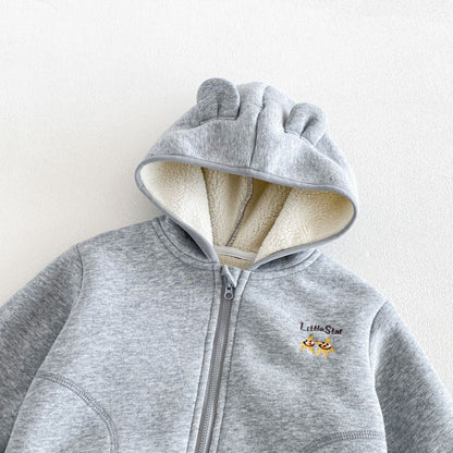 【BABY&KID】冬新作刺繍フード付き裏起毛ジャケットSK108520