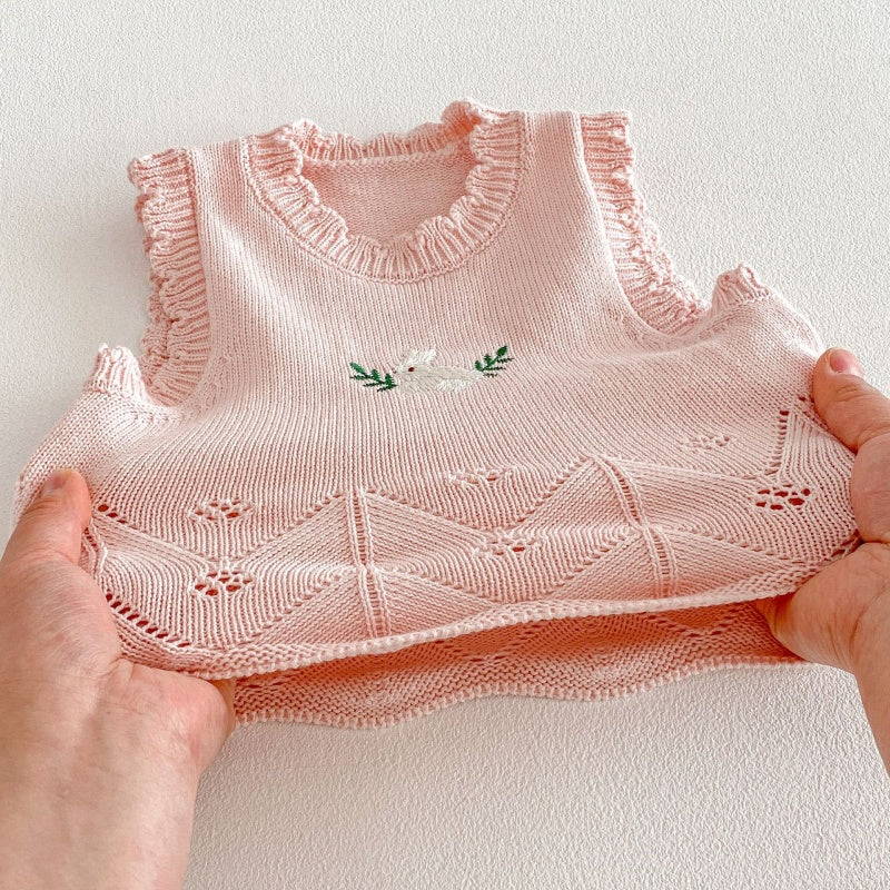 【BABY&KID】どうぶつ刺繍ニットベストSK104117