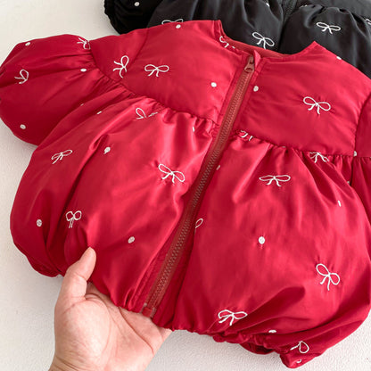 【BABY&KID】冬新作蝶結び刺繍中綿アウターSK103022