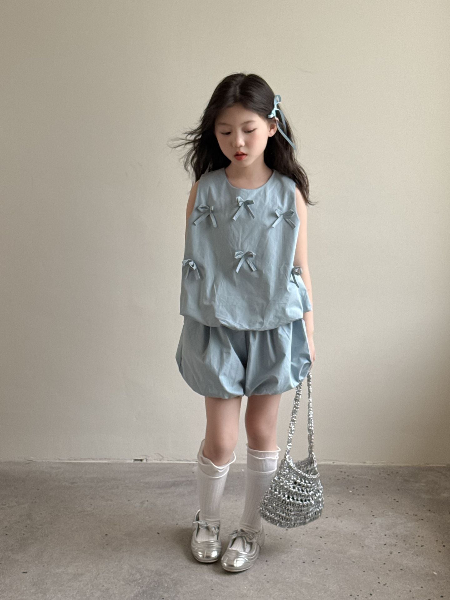 【BABY&KID】夏新作 蝶結び付きおしゃれセットアップSK091627