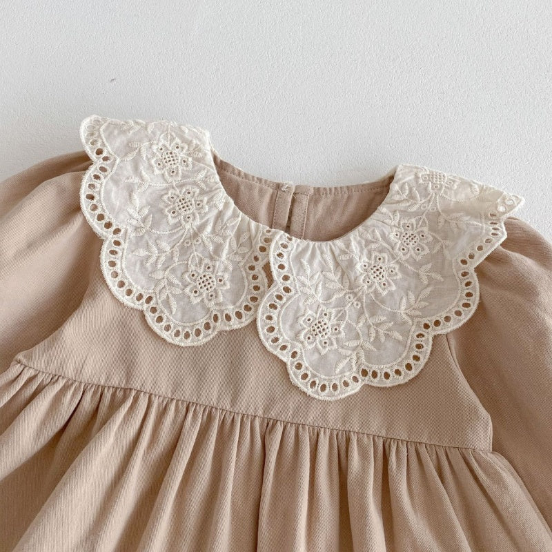 【BABY&KID】花刺繡襟ナチュラルワンピースSK050803