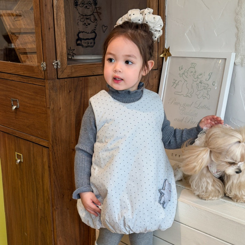 【BABY&KID】冬新作ドットバルーンワンピース、フリル襟ニットSK108318