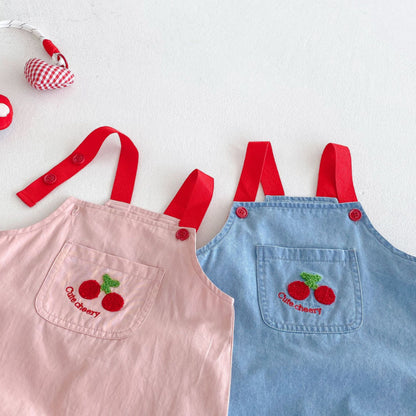【BABY&KID】夏新作 チェリー柄デニムサロペット、チェリープリントTシャツSK080618