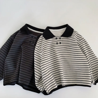 【BABY&KID】ストライプ長袖POLOシャツSK100516