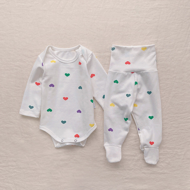 【BABY】カラフルハートロンパース、オールインワン、レギンス、帽SK031904