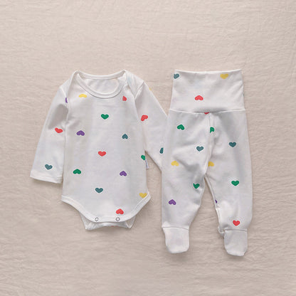 【BABY】カラフルハートロンパース、オールインワン、レギンス、帽SK031904
