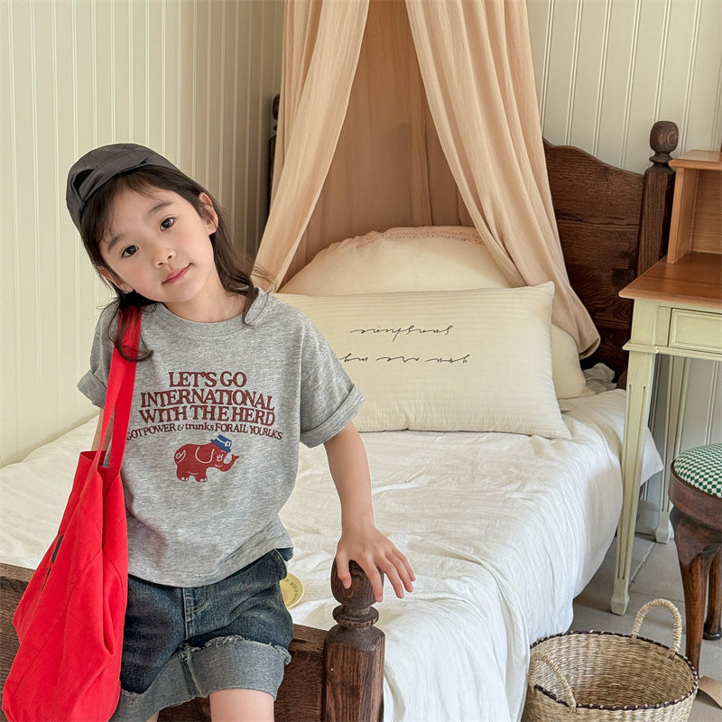 【BABY&KID】夏新作 ゾウさんプリントTシャツSK091610