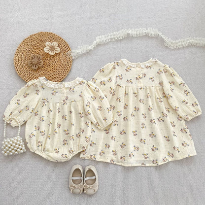 【BABY&KID】フリル襟小花柄ロンパース、ワンピースSK107913