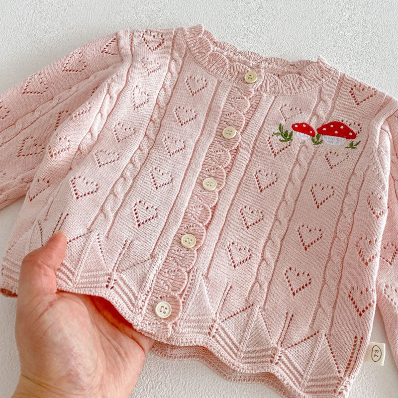 【BABY&KID】韓国風きのこ刺繍カーディガンSK104124