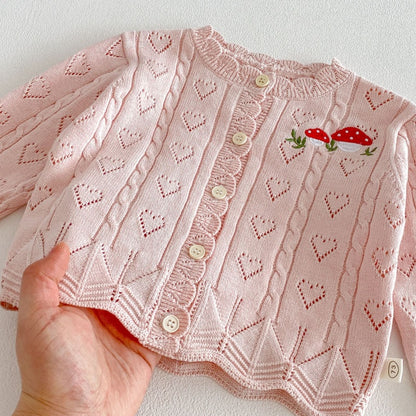 【BABY&KID】韓国風きのこ刺繍カーディガンSK104124