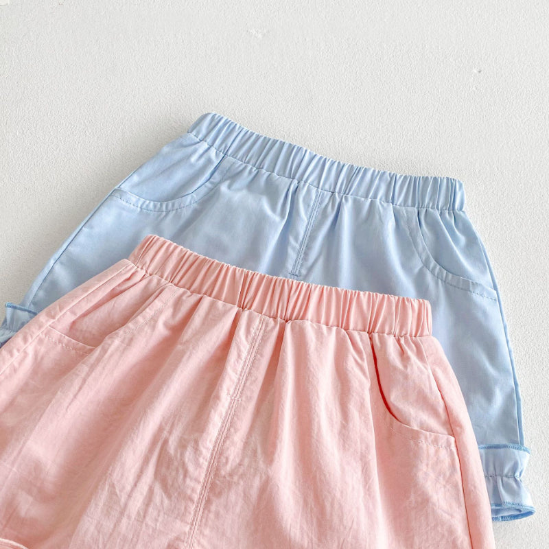 【BABY&KID】夏新作 ニットフリル袖Tシャツ、ョートパンツSK080615
