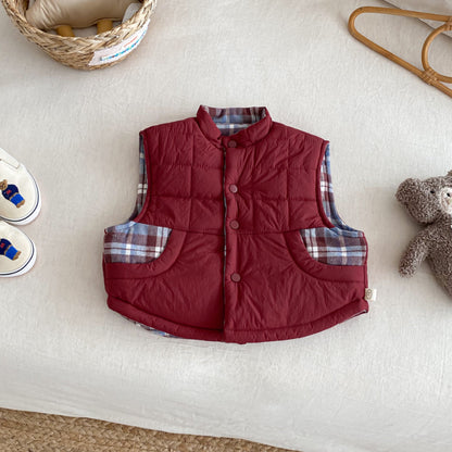 【BABY&KID】冬新作刺繍カートゥーンリバーシブルベストSK102517