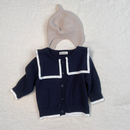 【BABY】くま刺繍ビッグカラーニットカーディガンSK101536