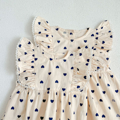 【姉妹服】夏新作 ハート柄ロンパース、ワンピースSK081616