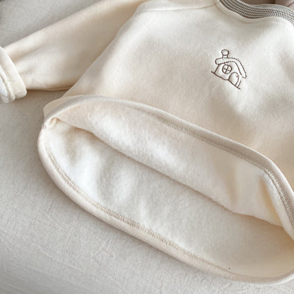 【BABY&KID】冬新作おうち刺繍裏起毛スウェットSK102516
