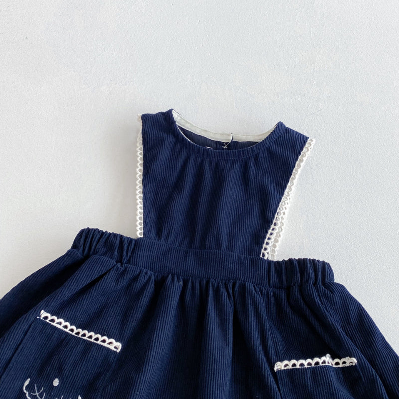 【BABY&KID】刺繍ベストワンピース/小花柄ブラウスSK011028