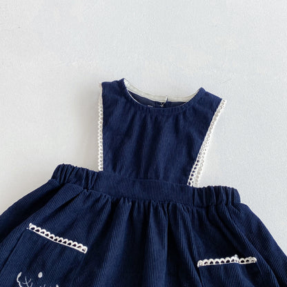 【BABY&KID】刺繍ベストワンピース/小花柄ブラウスSK011028