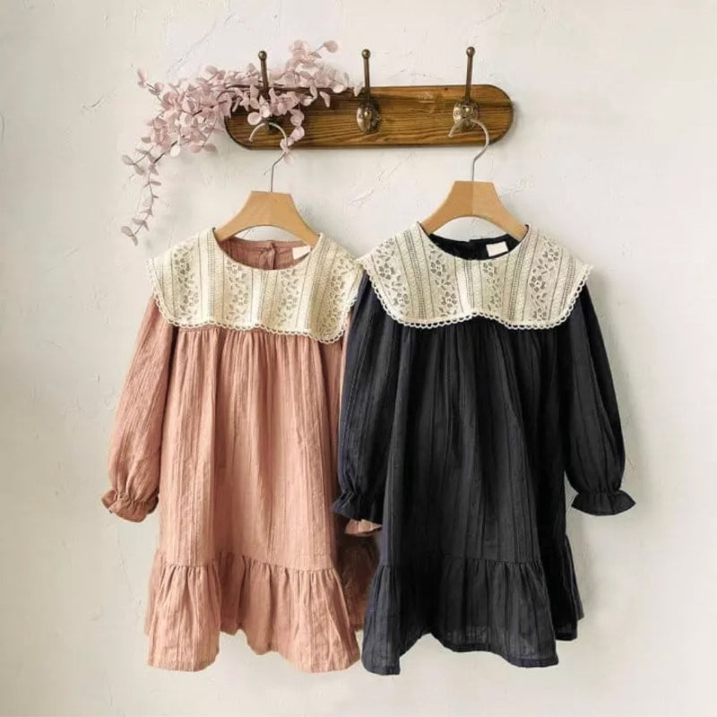 【BABY】レースフリル付ビッグカラー ロンパース、ワンピースSK101509